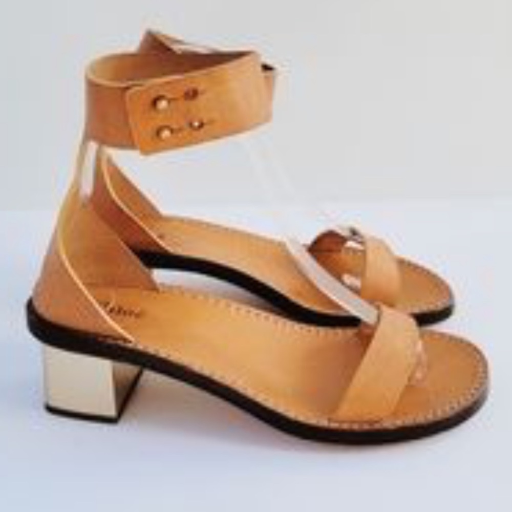 Chloe Sandals with Metallic Gold Block Heels 40